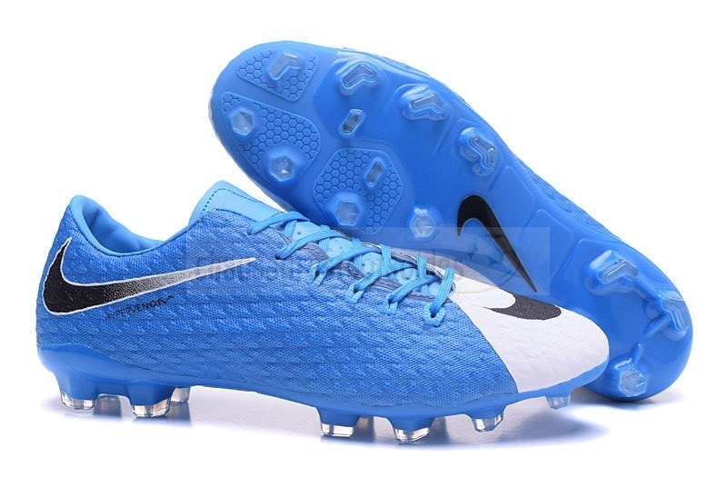 Nike Crampon De Foot Hypervenom Phelon III TPU FG Bleu Blanc