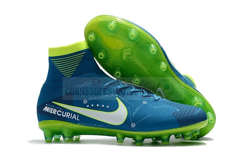 Nike Crampon De Foot Mercurial Superfly V AG Bleu Vert