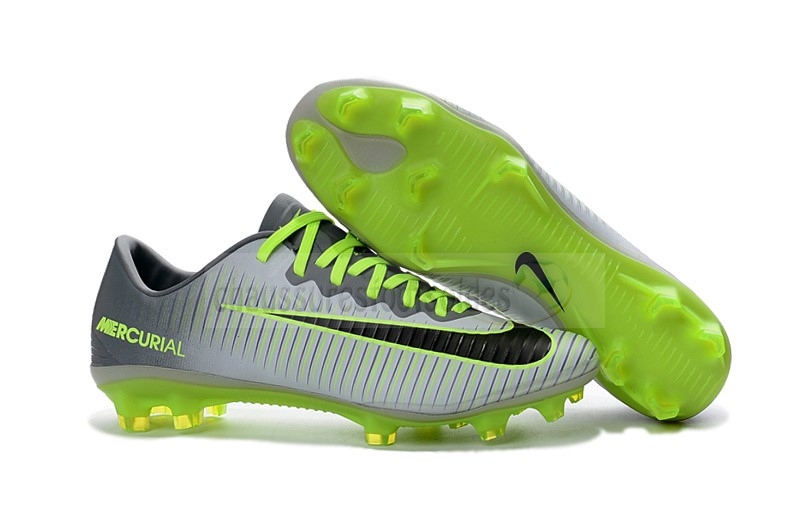Nike Crampon De Foot Mercurical Victory VI TPU FG Gris Vert Fluorescent