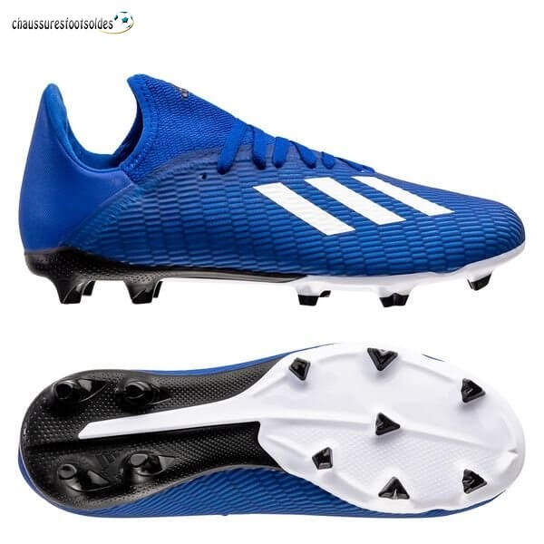 Adidas Crampon De Foot X 19.3 Enfants FG/AG Bleu Blanc Noir