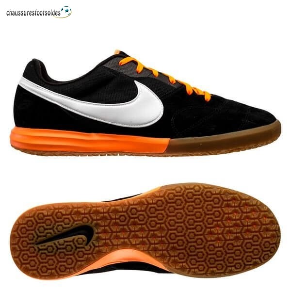 Nike Crampon De Foot Premier II Sala Femme IC Noir Blanc Orange