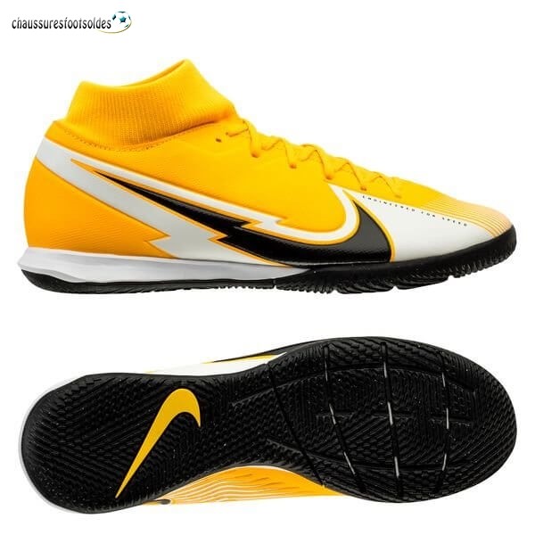 Nike Crampon De Foot Mercurial Superfly 7 Academy Femme IC Daybreak Orange Noir Blanc