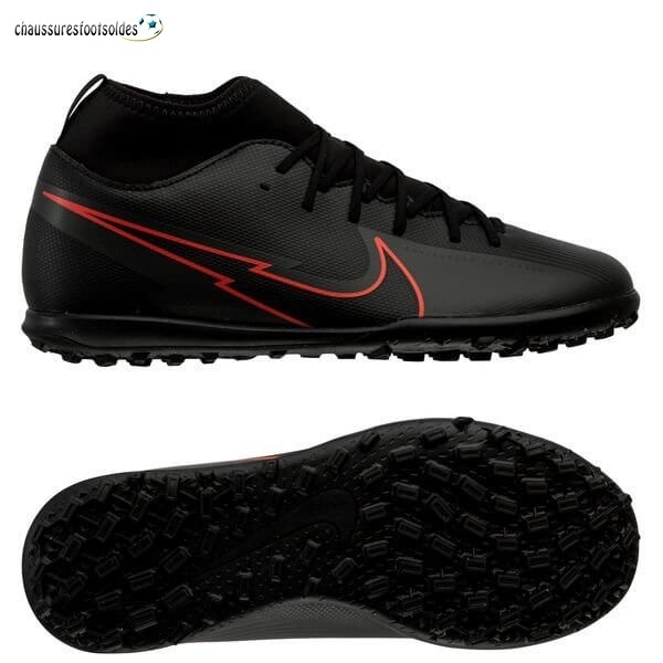 Nike Crampon De Foot Mercurial Superfly 7 Club Enfants TF Noir Rouge