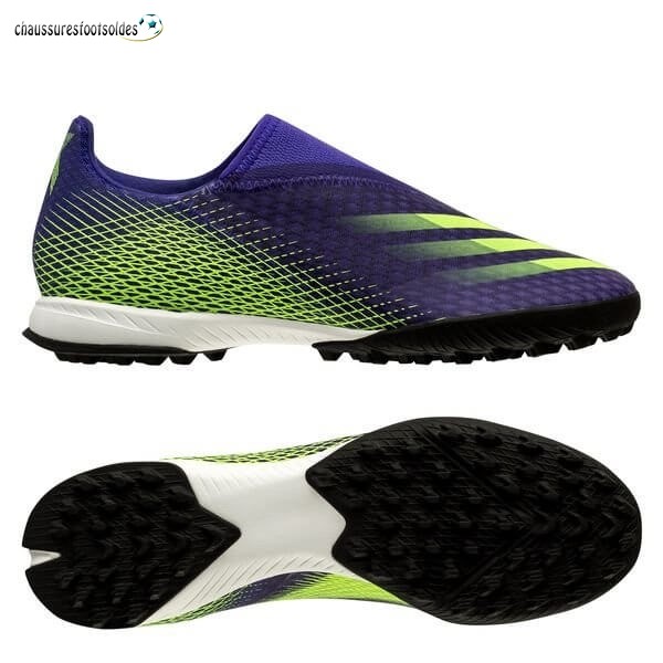 Adidas Crampon De Foot X Ghosted.3 Laceless TF Precision To Blur Vert Pourpre