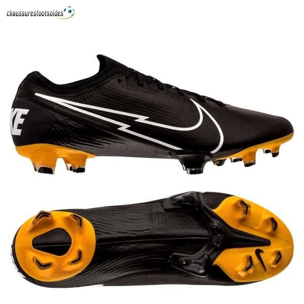 Nike Crampon De Foot Mercurial Vapor 13 Elite FG Leather Tech Craft Noir Blanc Or