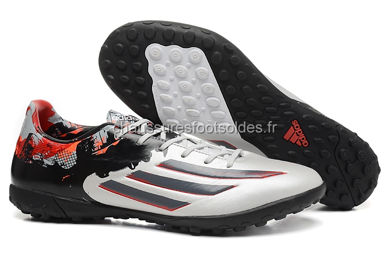 Adidas Crampon De Foot Messi F50 TF Blanc Noir Rouge