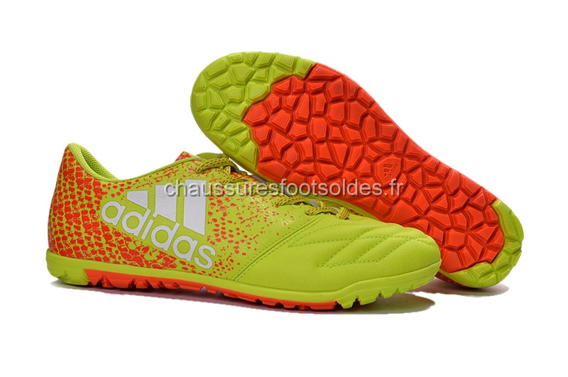 Adidas Crampon De Foot X 16 TF Vert Fluorescent Rouge