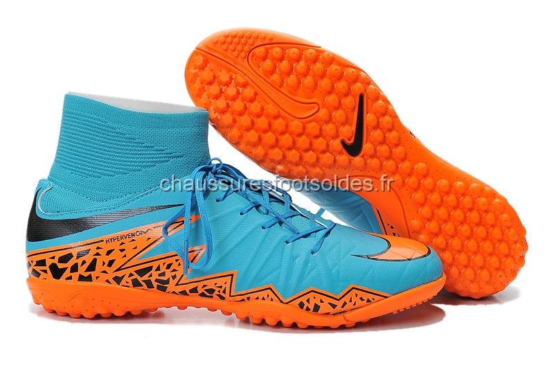 Nike Crampon De Foot HyperVenom Alto TF Bleu Orange Noir