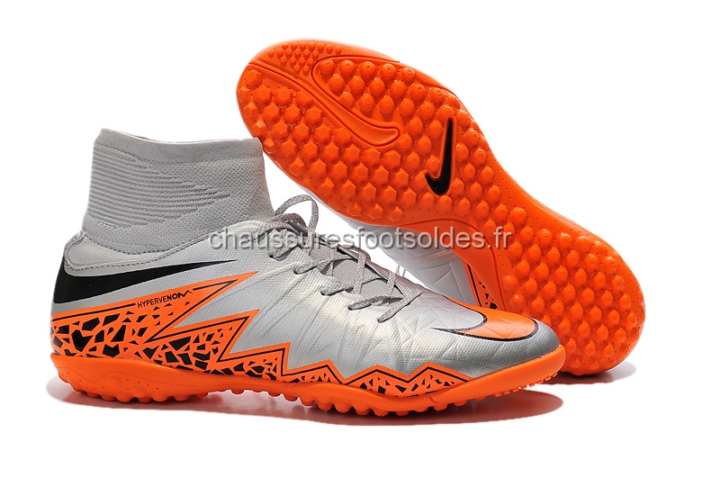 Nike Crampon De Foot HyperVenom Alto TF Gris Orange Noir