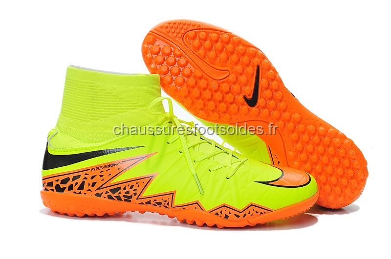 Nike Crampon De Foot HyperVenom Alto TF Vert Fluorescent Orange Noir