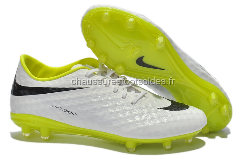Nike Crampon De Foot HyperVenom FG Blanc Vert Fluorescent