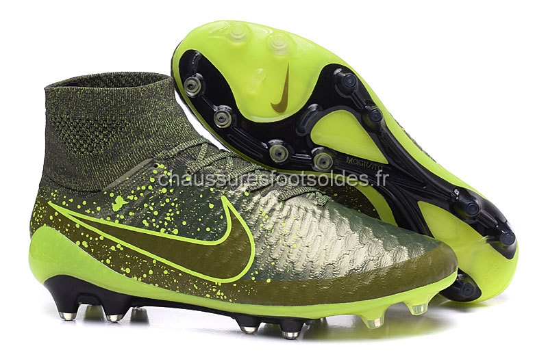 Nike Crampon De Foot Magista Obra FG Doré Vert Fluorescent