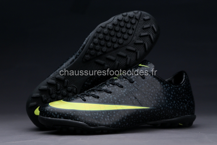 Nike Crampon De Foot Mercurial X Vapor TF Noir Vert Fluorescent