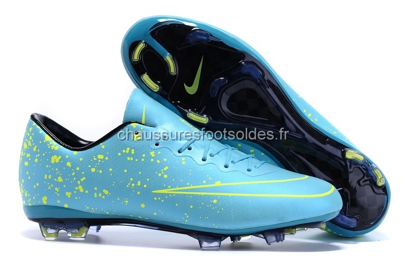 Nike Crampon De Foot Mercurial X Veloce FG Bleu Vert Fluorescent