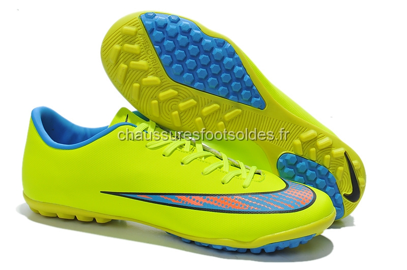 Nike Crampon De Foot Mercurial X Victory Femme TF Vert Fluorescent Bleu