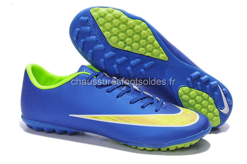 Nike Crampon De Foot Mercurial X Victory TF Bleu Vert Fluorescent