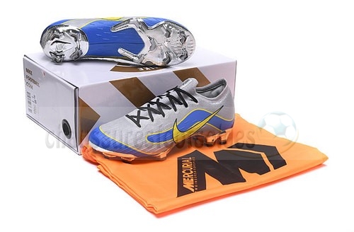 Nike Crampon De Foot Mercurial Superfly VI Elite FG Gris Bleu Jaune