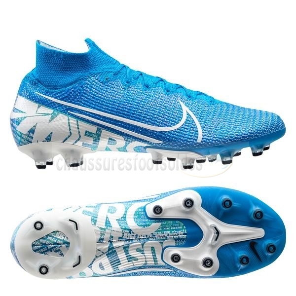 Nike Crampon De Foot Mercurial Superfly 7 Elite AG Bleu