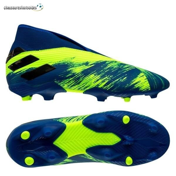 Adidas Crampon De Foot Nemeziz 19.3 Laceless Enfants FG/AG Uniforia Vert Noir Bleu