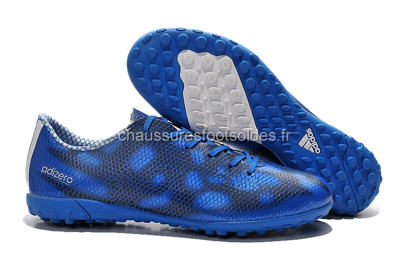 Adidas Crampon De Foot F50 Adizero TF Bleu Blanc