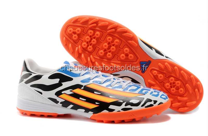 Adidas Crampon De Foot Messi F50 TF Blanc Noir Orange