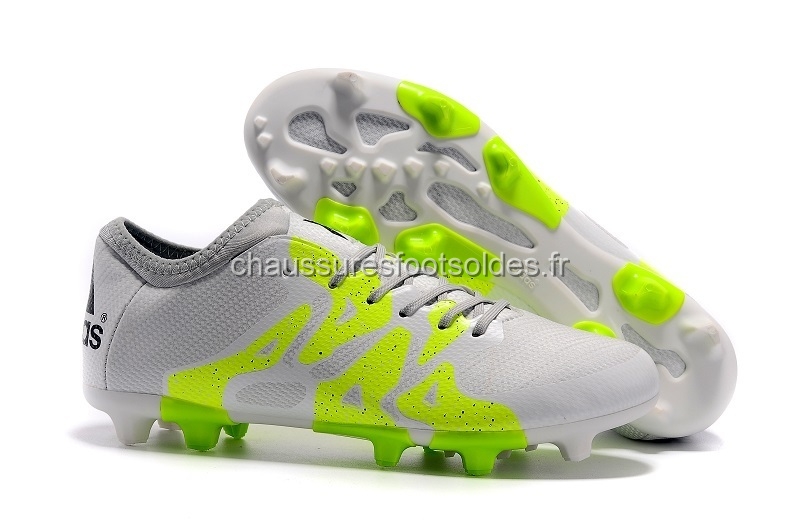 Adidas Crampon De Foot X 15.3 AG FG Gris Vert Fluorescent
