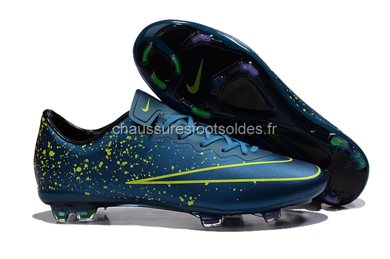 Nike Crampon De Foot Mercurial X Vapor FG Bleu Vert Fluorescent