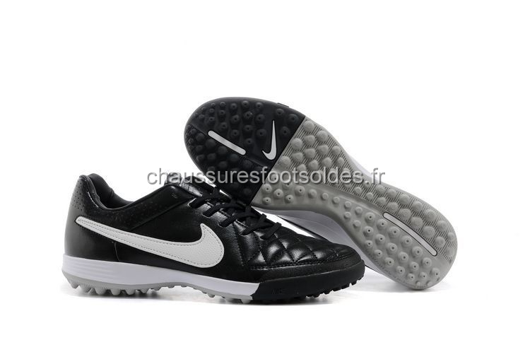 Nike Crampon De Foot Tiempo Legacy V TF Noir Noir Blanc Blanc
