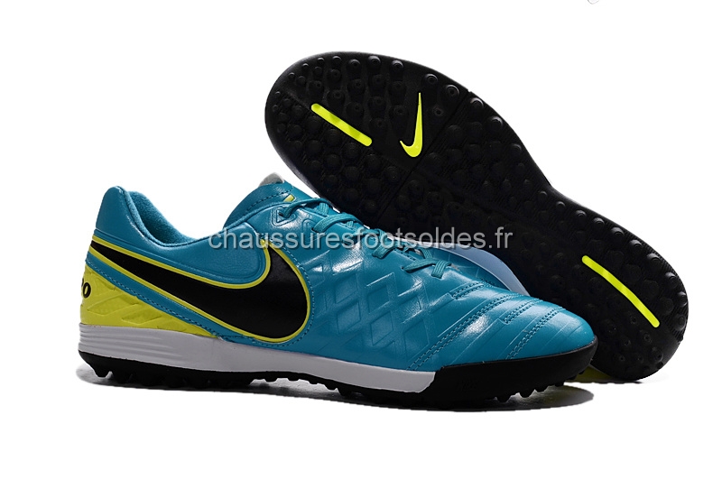 Nike Crampon De Foot Tiempo Legacy VI TF Bleu Noir Vert Fluorescent
