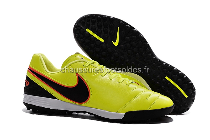 Nike Crampon De Foot Tiempo Legacy VI TF Vert Fluorescent Noir Blanc