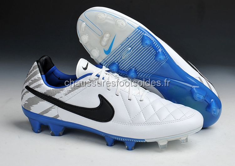 Nike Crampon De Foot Tiempo Legend V FG Blanc Bleu