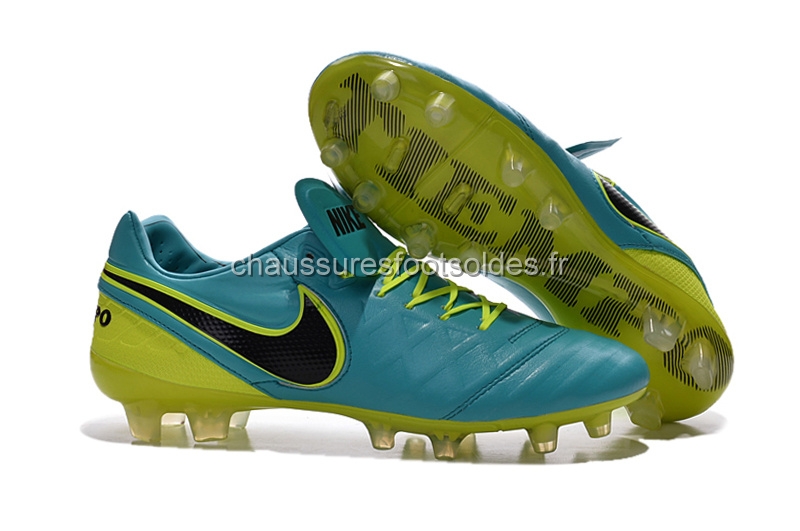 Nike Crampon De Foot Tiempo Legend VI FG Bleu Vert Fluorescent